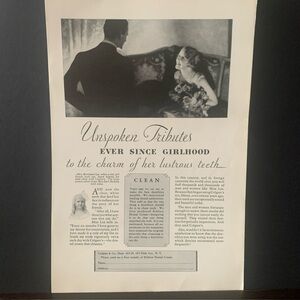 Vintage 1928 Colgate Unspoken Tributes Ad Advertisement